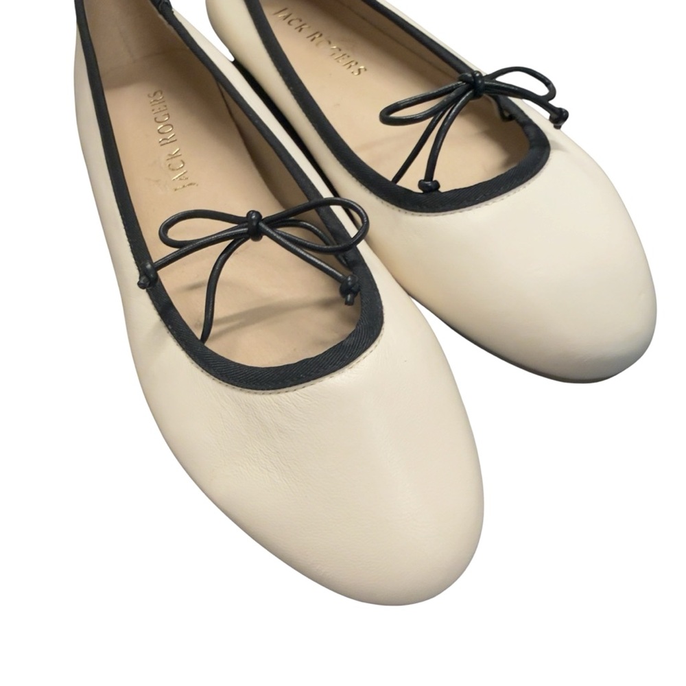Jack Rogers Serena Ballet Flats in bone/cream with Black Trim New Size 9